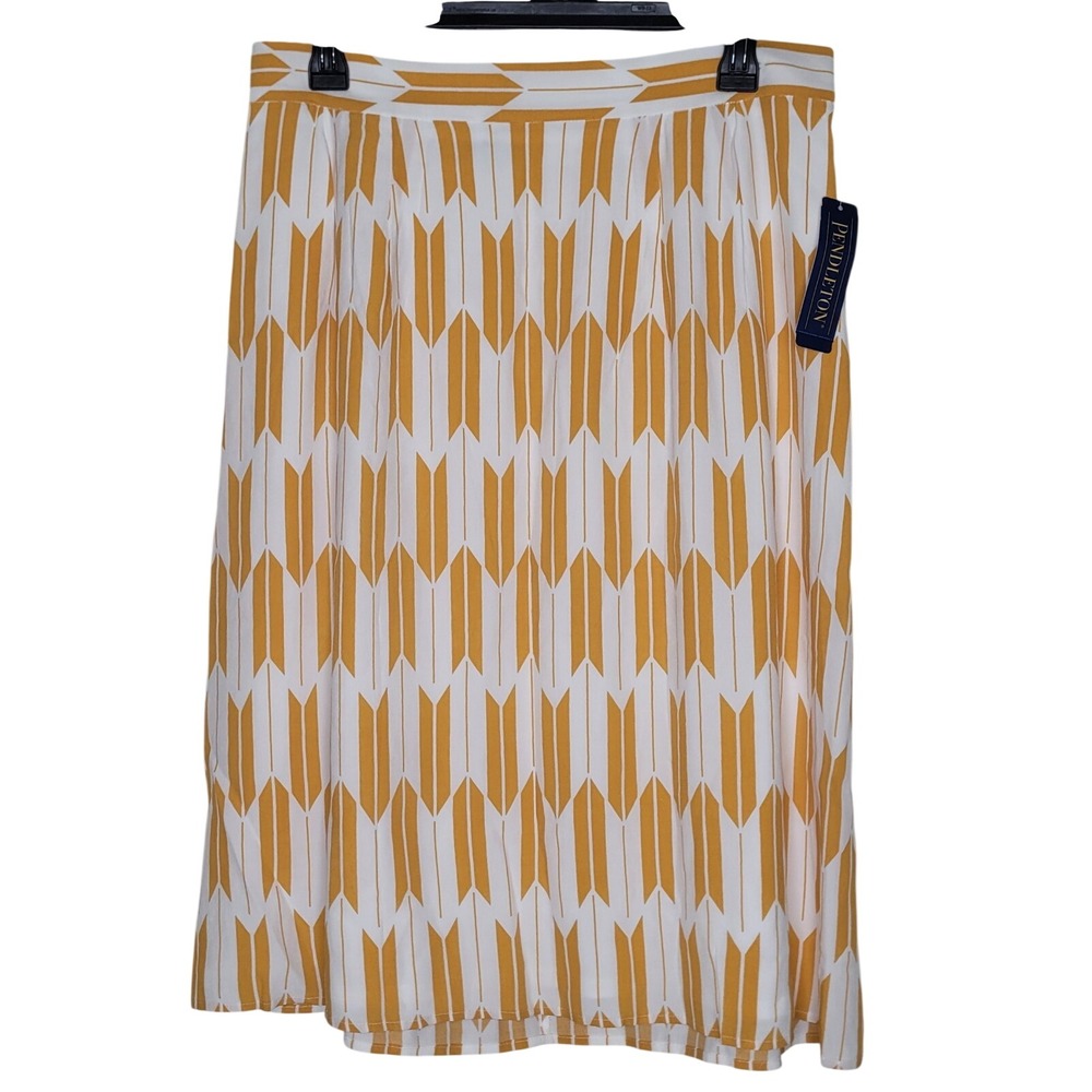 NWT Pendleton Goldenrod Arrow Yellow Geometric A-Line Skirt Size 10 Lined